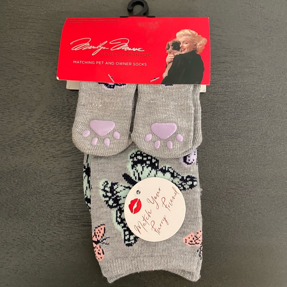 Marilyn Monroe Matching Owner and Pet Casual Gray and Purple Butterfly Socks